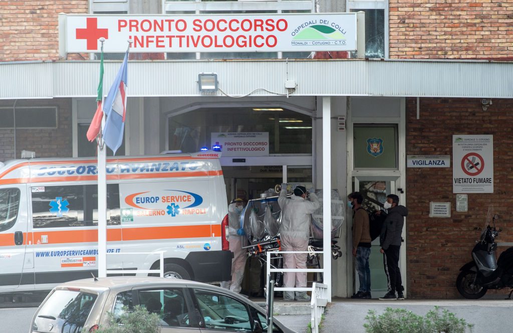 Patients Are Treated Outside The Cotugno Covid-19 Hospital