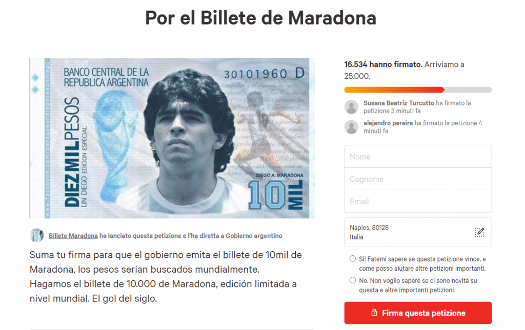 Maradona, petizione