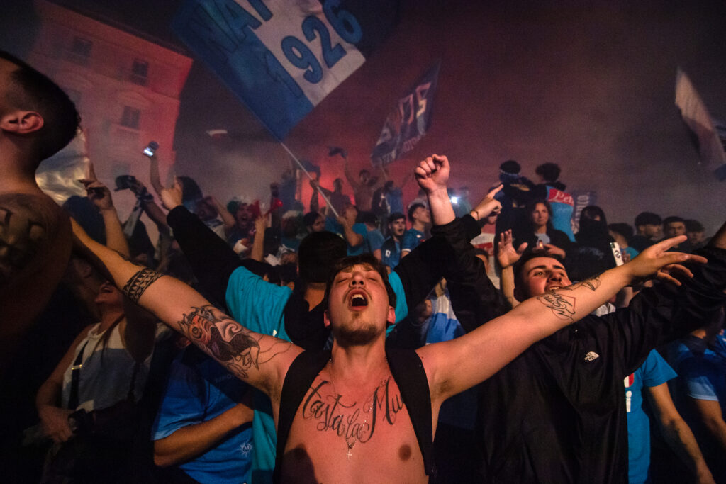 Napoli Fans Celebrate Winning Serie A