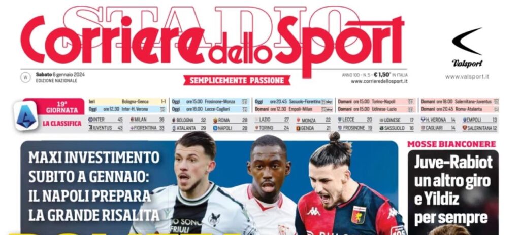 prima pagina corriere dello sport