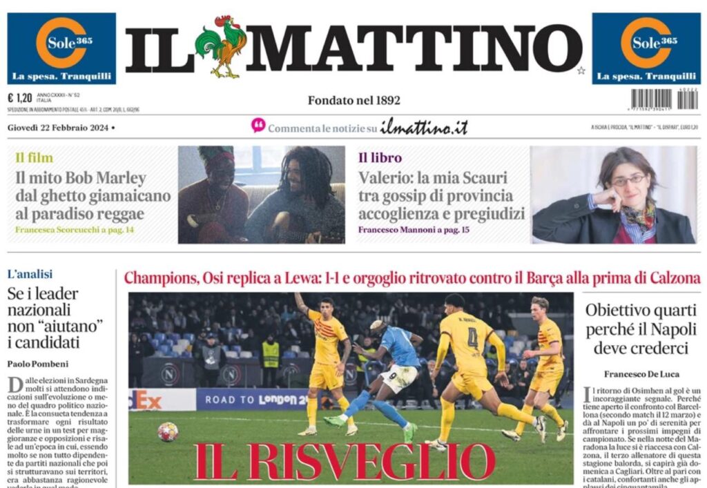 prima pagina il mattino oggi