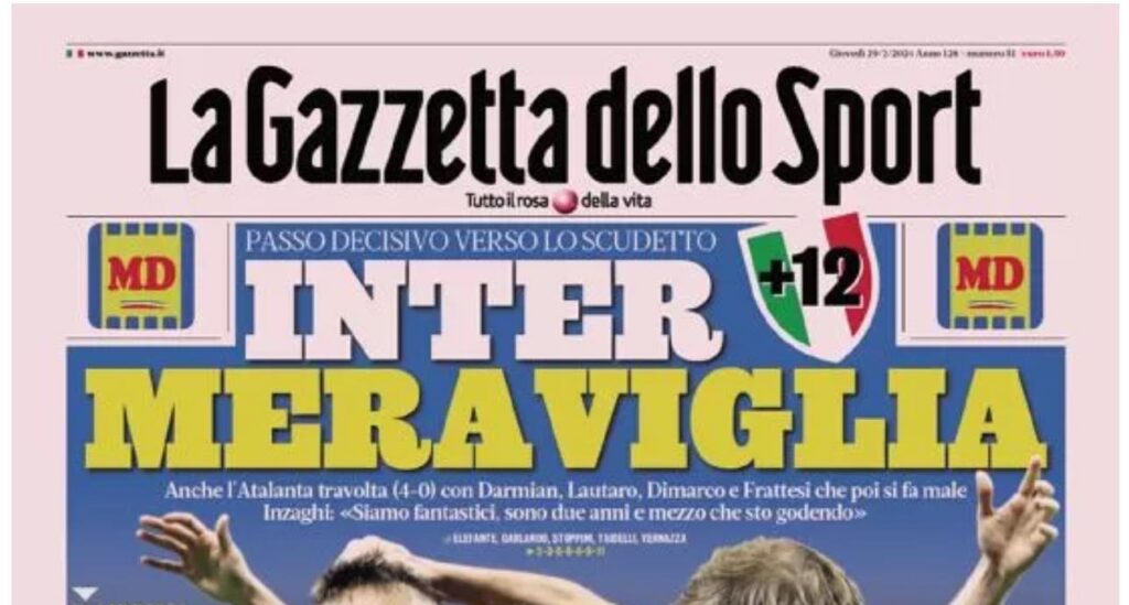 prima pagina gazzetta dello sport oggi