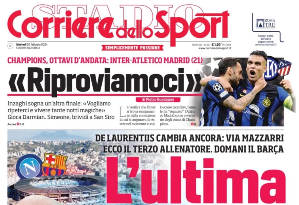 prima pagina corriere dello sport