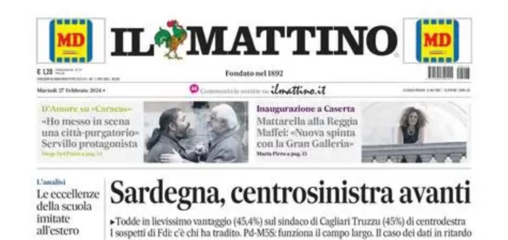 PRIMA PAGINA IL MATTINO OGGI