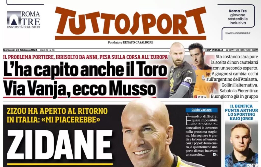 prima pagina tuttosport oggi