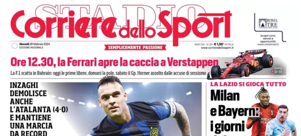 prima agina corriere dello sport oggi