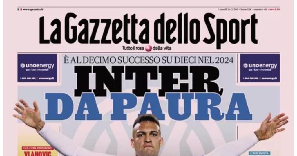 prima pagina gazzetta dello sport oggi