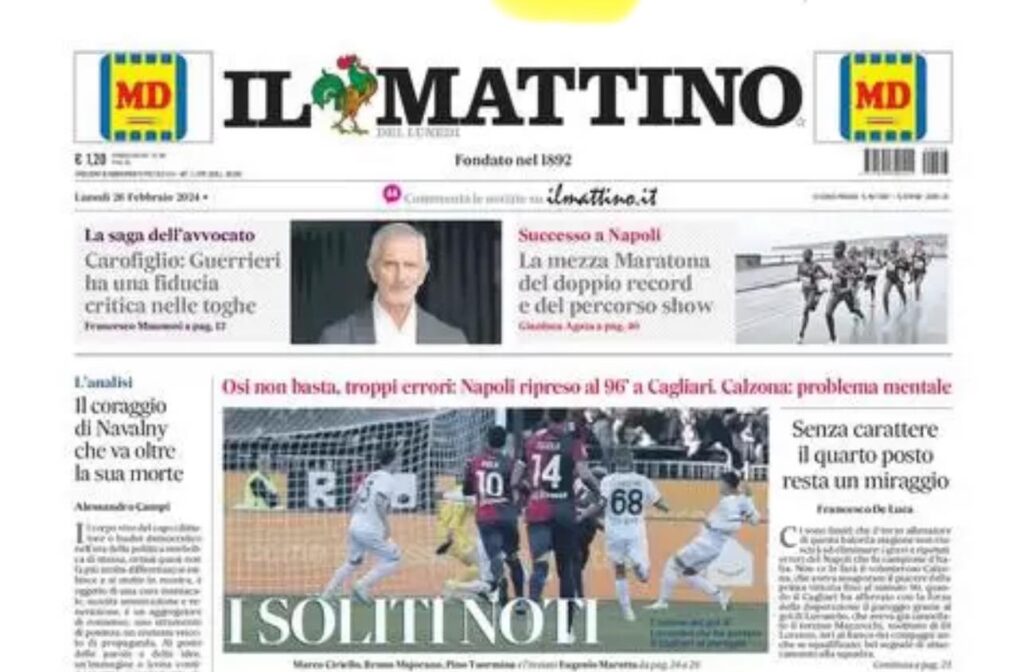 prima pagina il mattino oggi