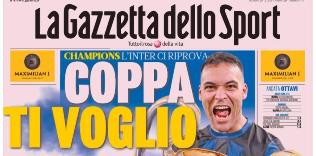 prima pagina gazzetta dello sport