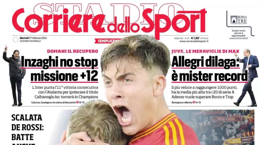 prima pagina corriere dello sport oggi