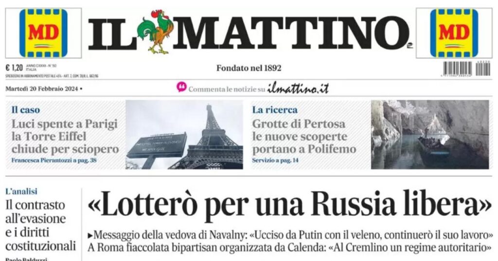 prima pagina il mattino oggi