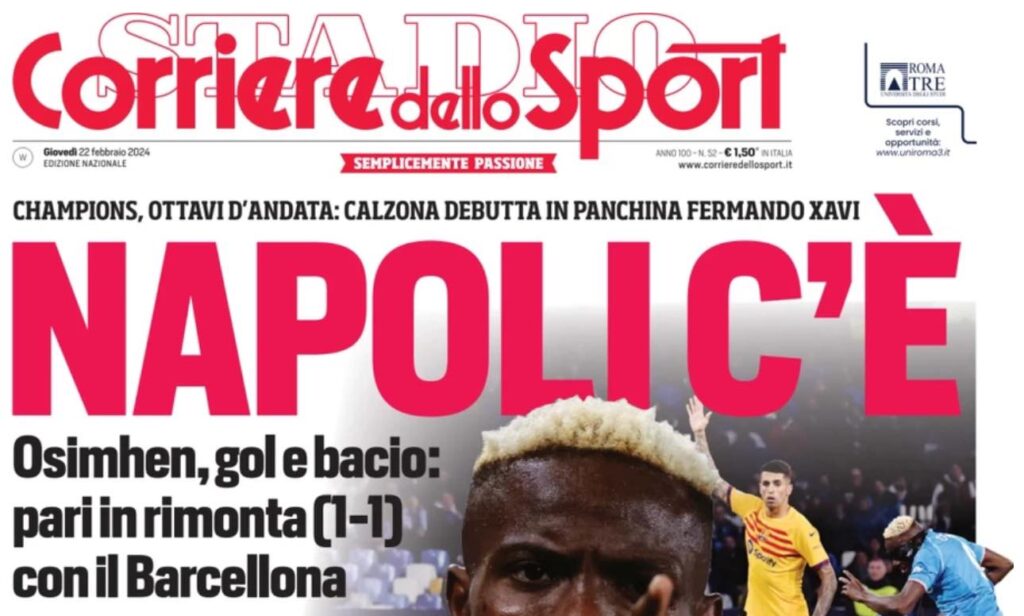 prima pagina corriere dello sport oggi