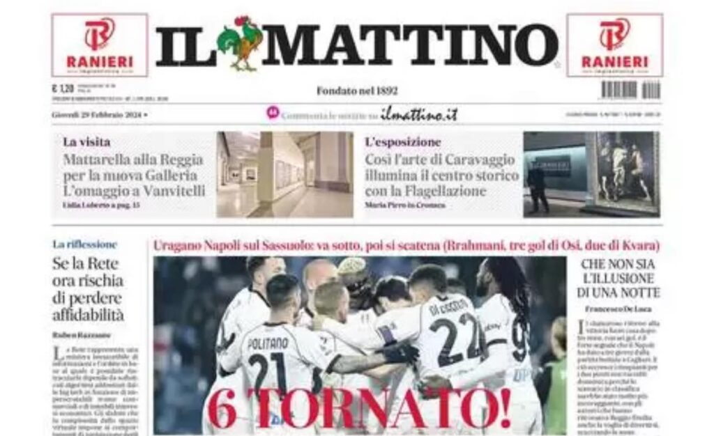 prima pagina il mattino oggi
