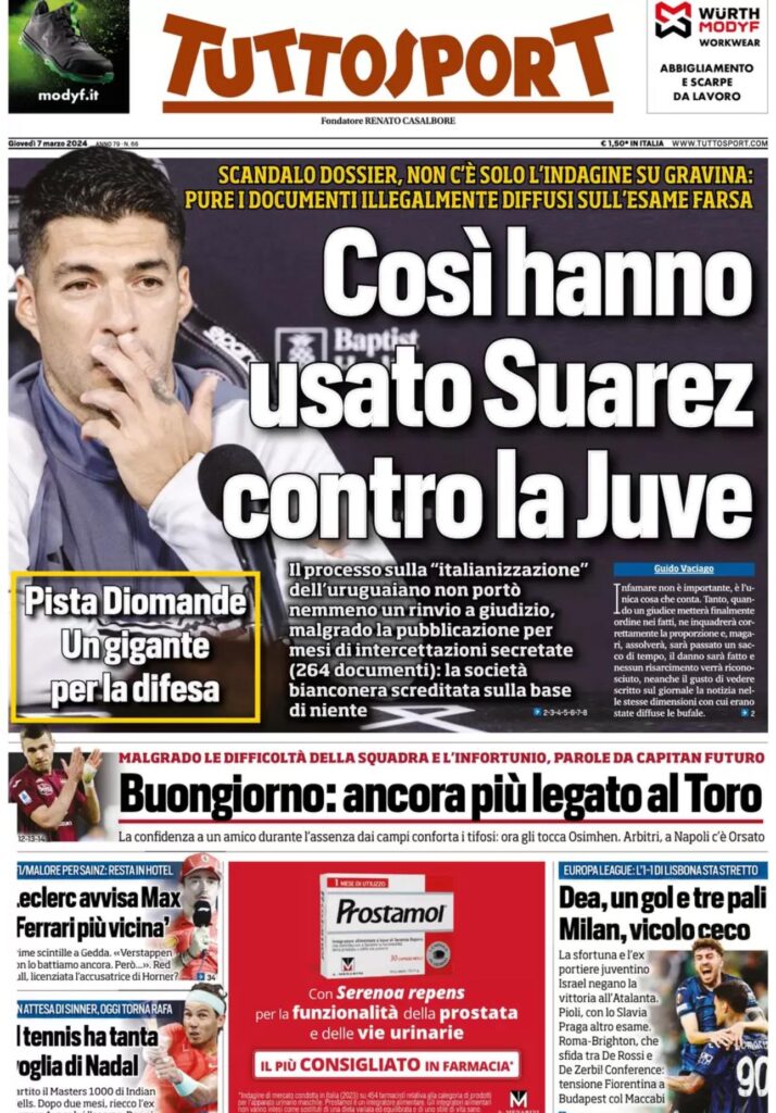 prima pagina tuttosport oggi