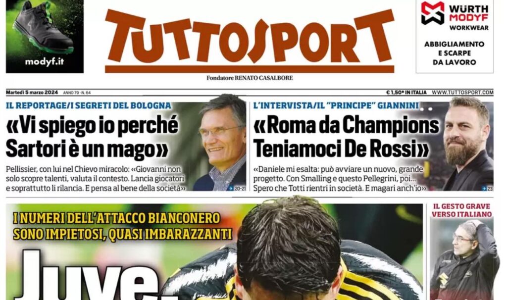 PRIMA PAGINA TUTTOSPORT OGGI