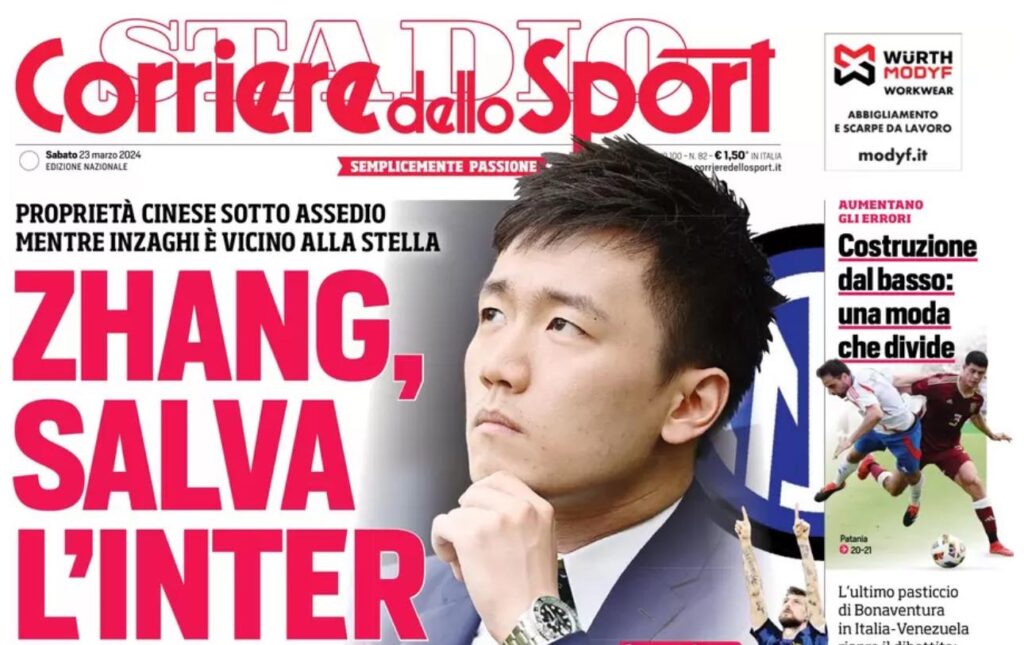 PRIMA PAGINA CORRIERE DELLO SPORT OGGI