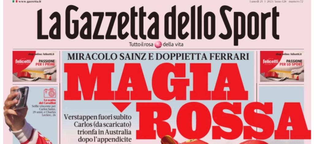 PRIMA PAGINA GAZZETTA DELLO SPORT OGGI