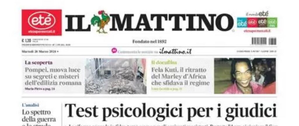 PRIMA PAGINA IL MATTINO OGGI