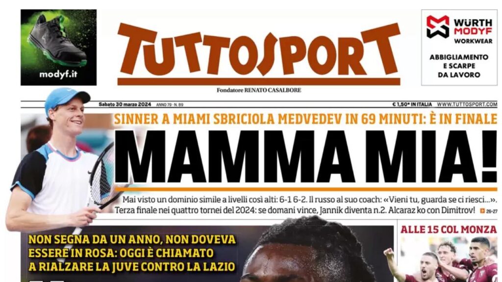 PRIMA PAGINA TUTTOSPORT OGGI