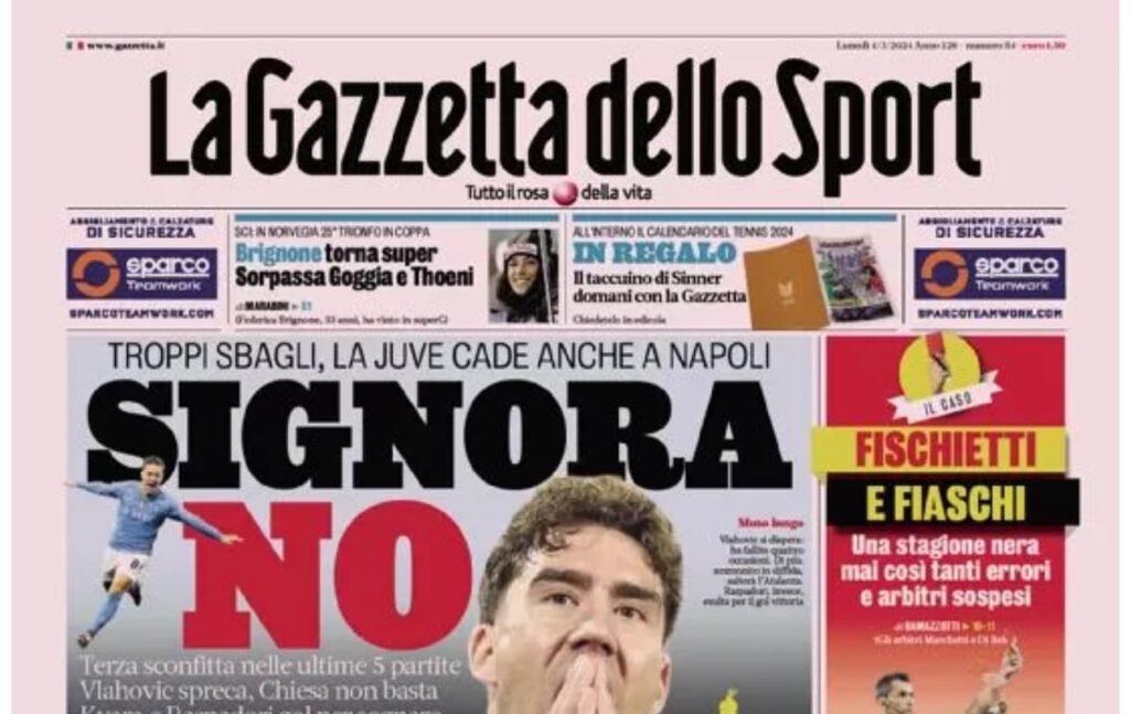prima pagina gazzetta dello sport oggi
