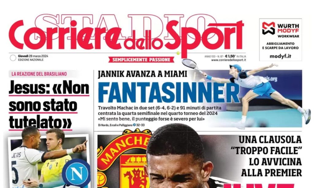 PRIMA PAGINA CORRIERE DELLO SPORT OGGI