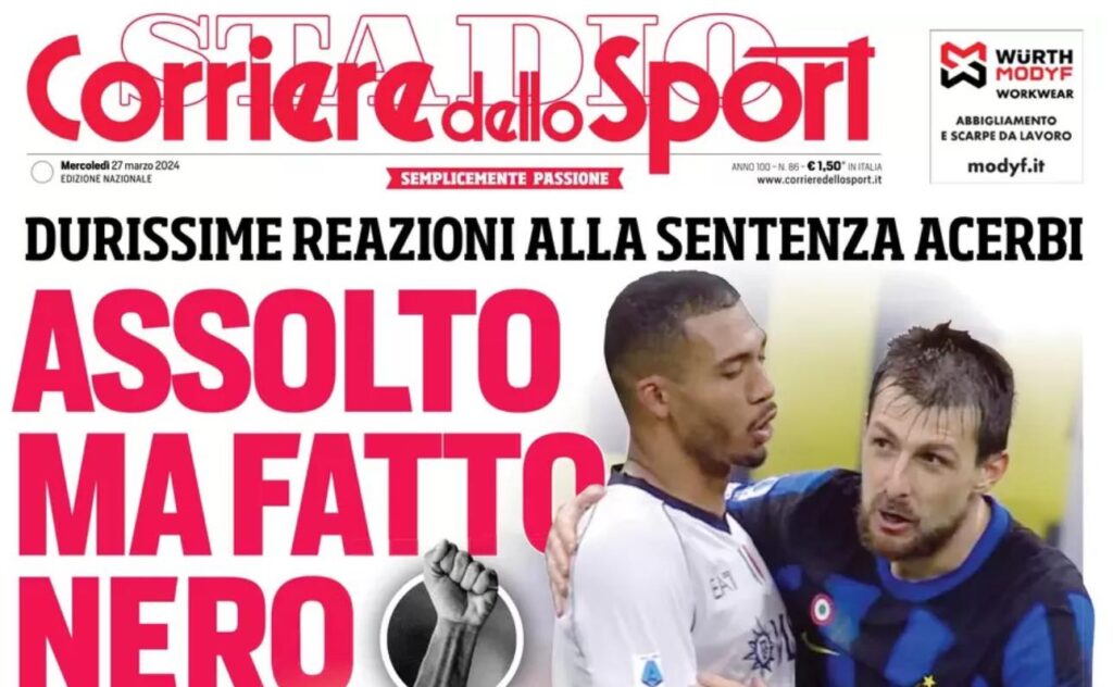 PRIMA PAGINA CORRIERE DELLO SPORT OGGI