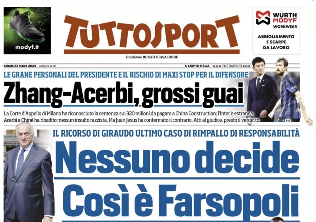 PRIMA PAGINA TUTTOSPORT OGGI