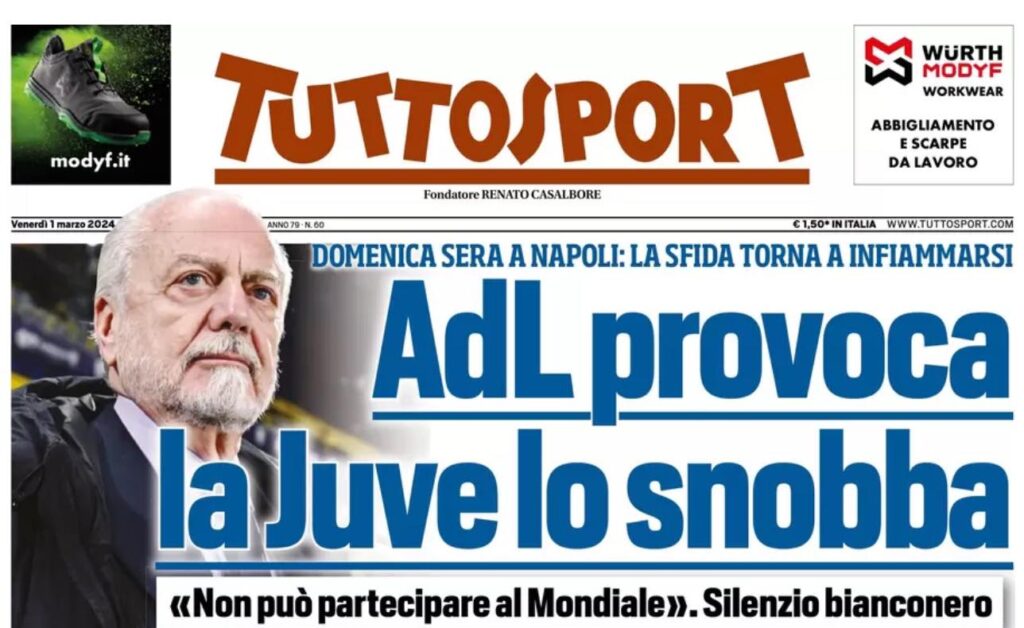 PRIMA PAGINA TUTTOSPORT OGGI