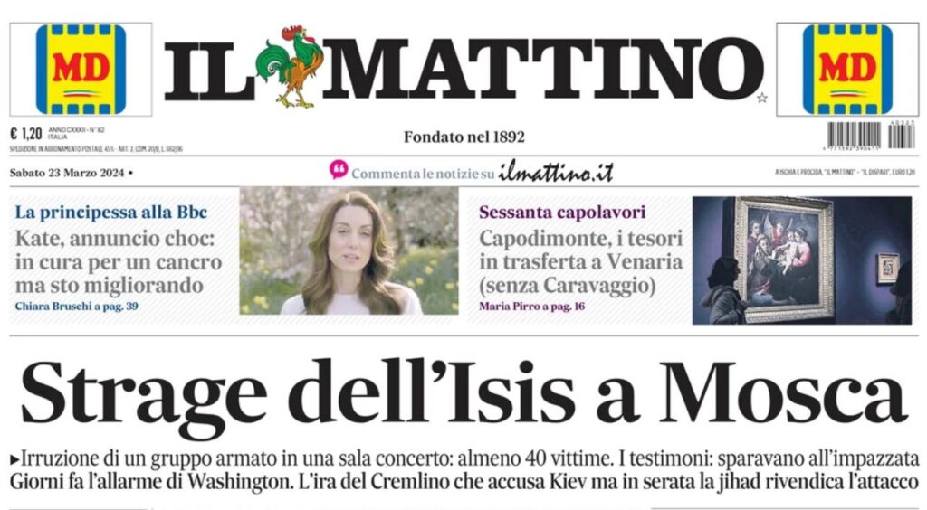 PRIMA PAGINA IL MATTINO OGGI