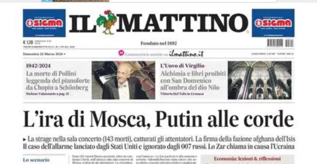 PRIMA PAGINA IL MATTINO OGGI