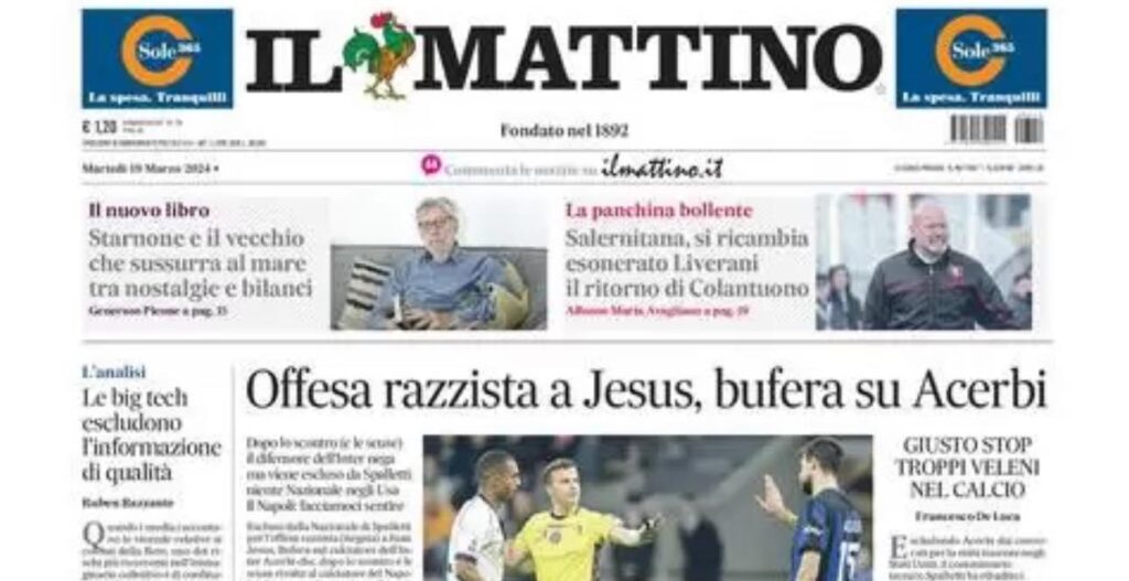 PRIMA PAGINA IL MATTINO OGGI