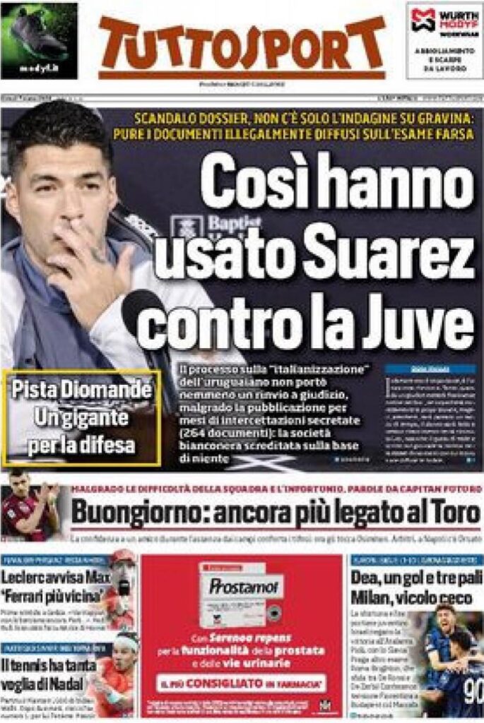 prima pagina tuttosport oggi