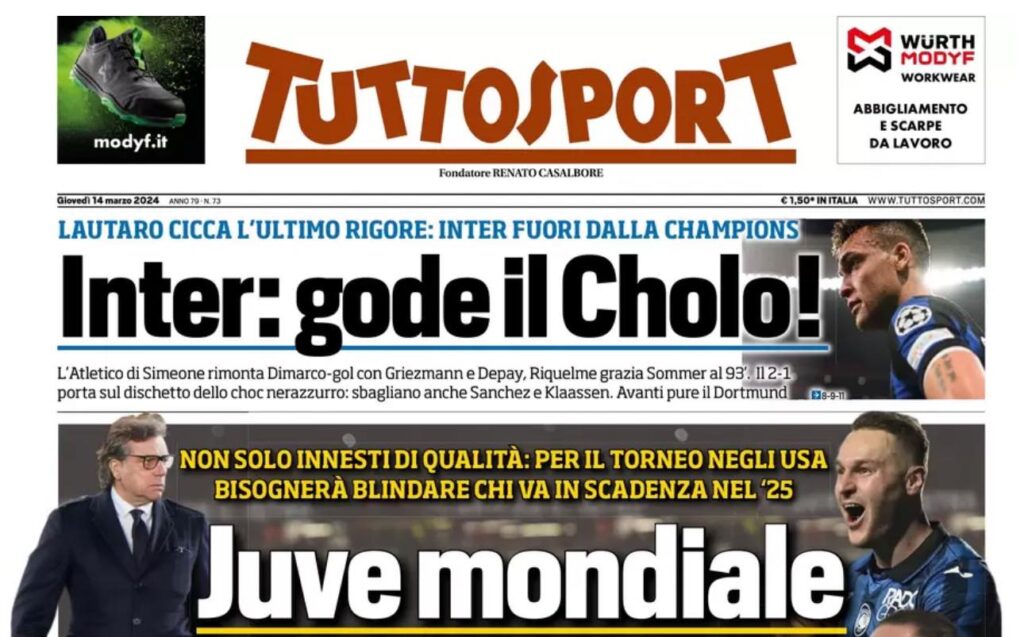 PRIMA PAGINA TUTTOSPORT OGGI