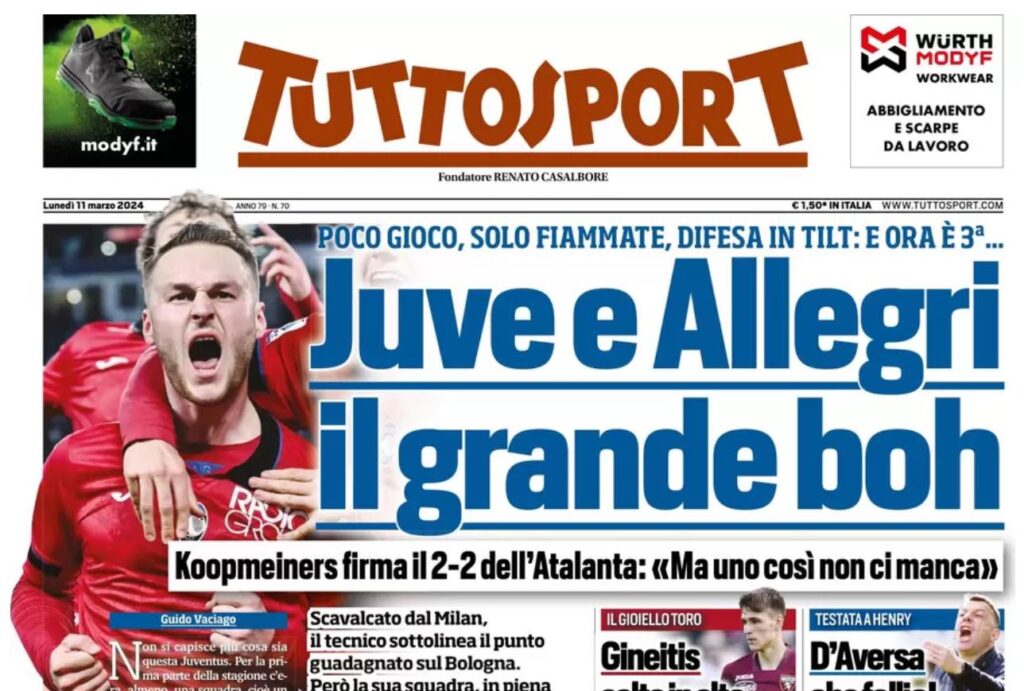 PRIMA PAGINA TUTTOSPORT OGGI