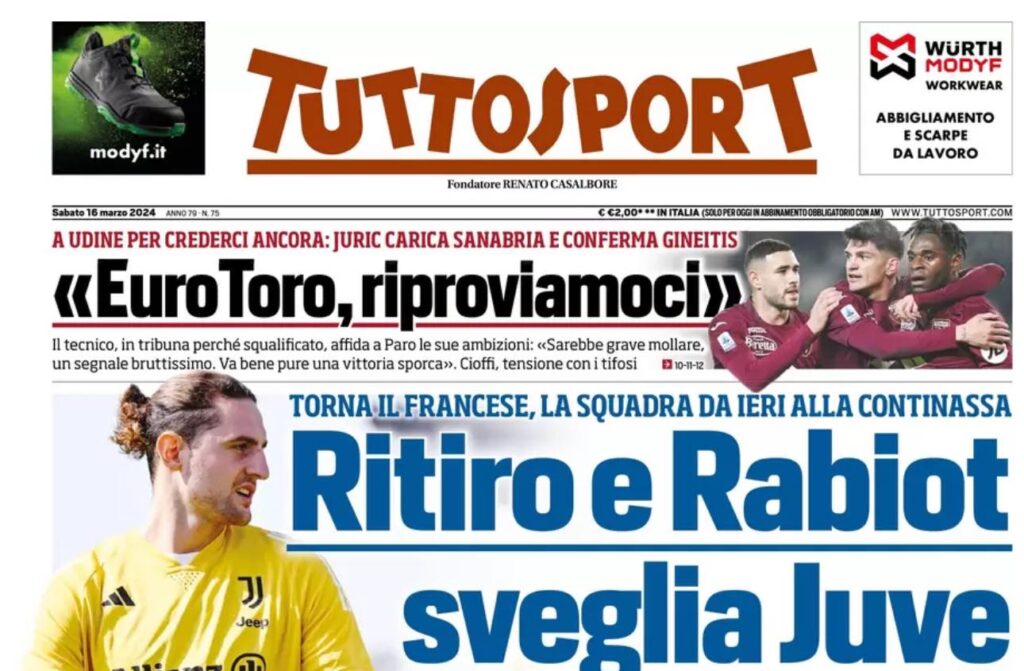 PRIMA PAGINA TUTTOSPORT OGGI