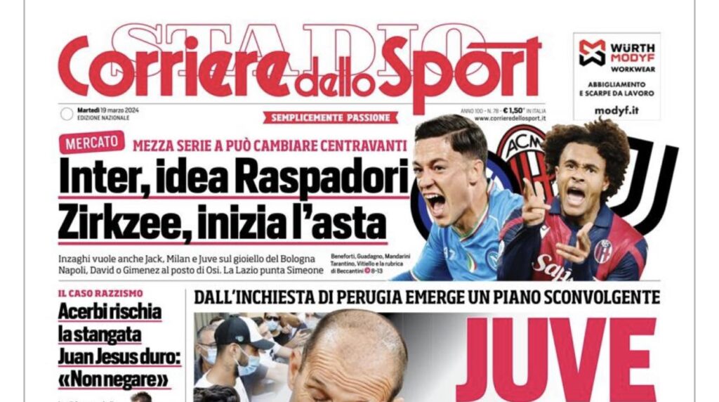 PRIMA PAGINA CORRIERE DELLO SPORT