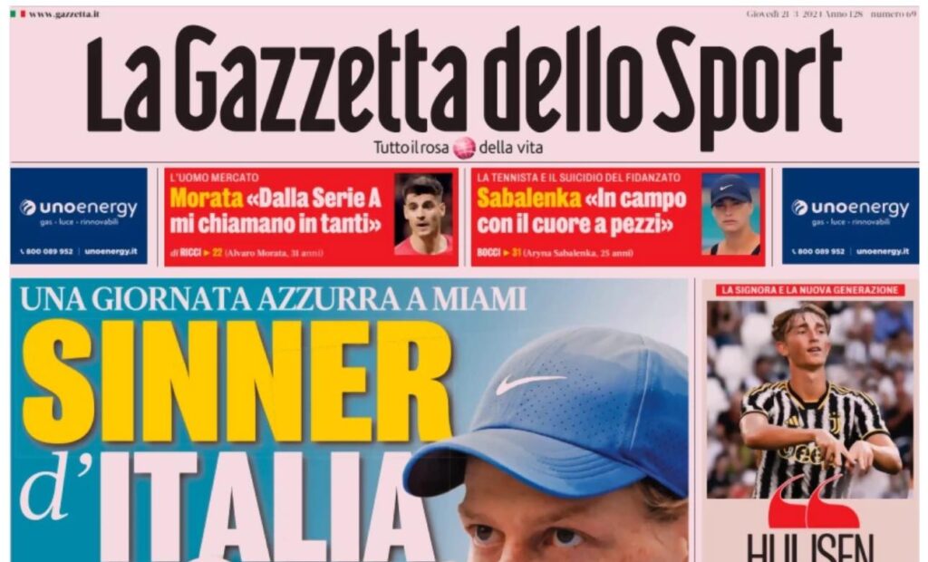 PRIMA PAGINA GAZZETTA DELLO SPORT OGGI