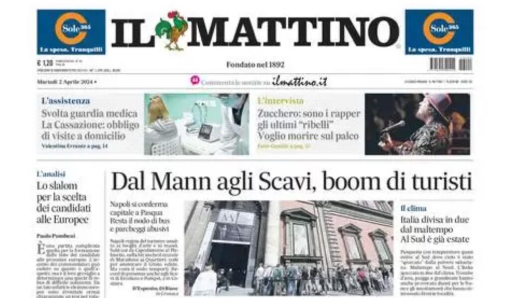 PRIMA PAGINA IL MATTINO OGGI