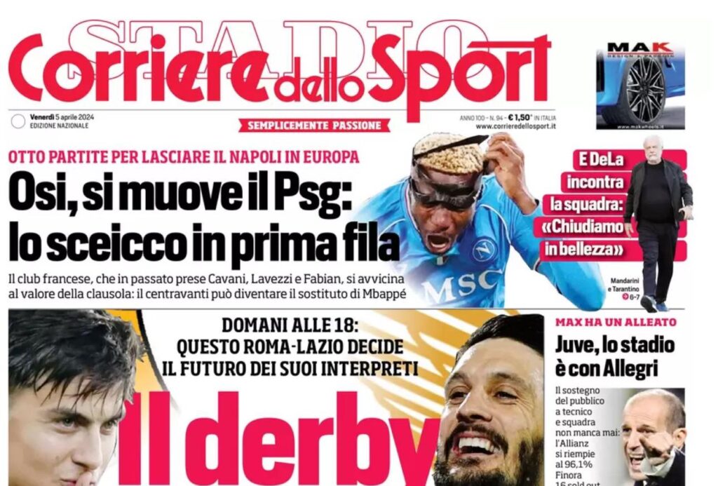 prima pagina corriere dello sport