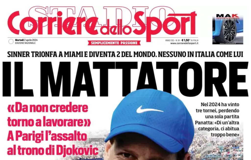 PRIMA PAGINA CORRIERE DELLO SPORT OGGI