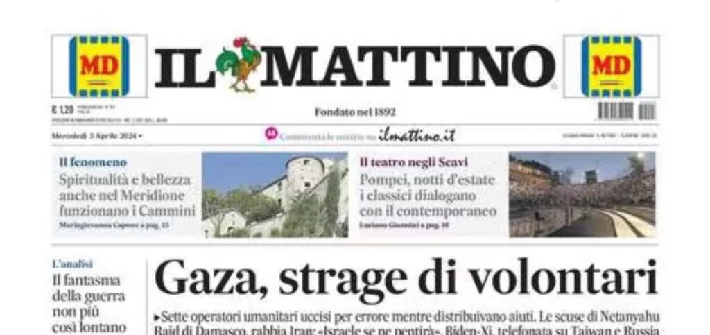 PRIMA PAGINA IL MATTINO OGGI