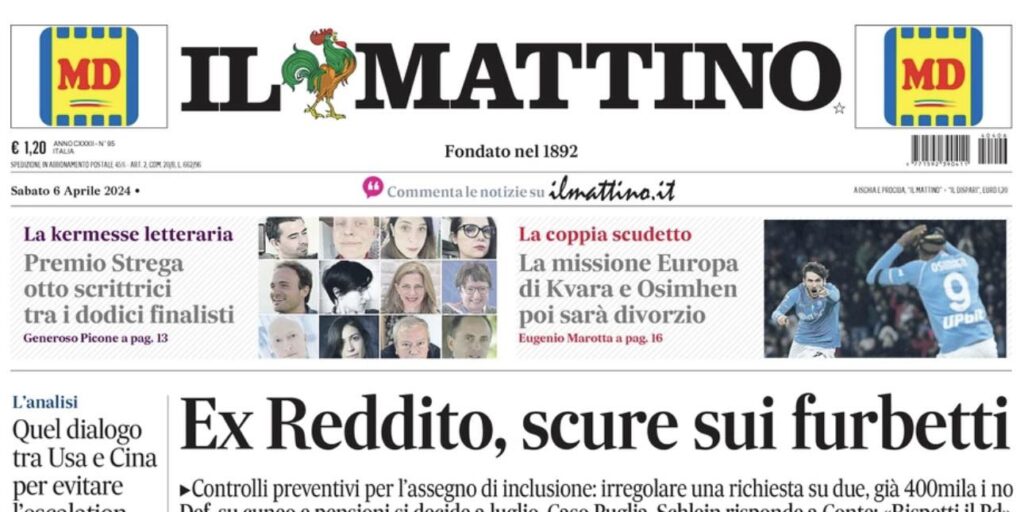 prima pagina il mattino oggi ogg