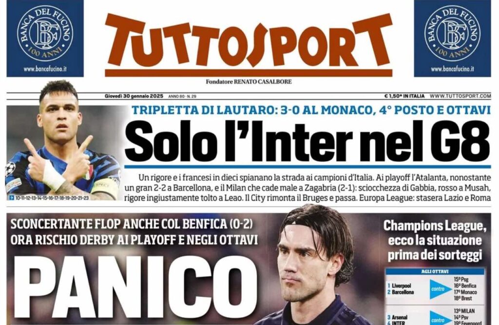 prima pagina tuttosport oggi