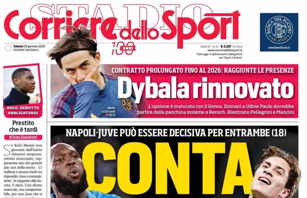 prima pagina corriere dello sport oggi