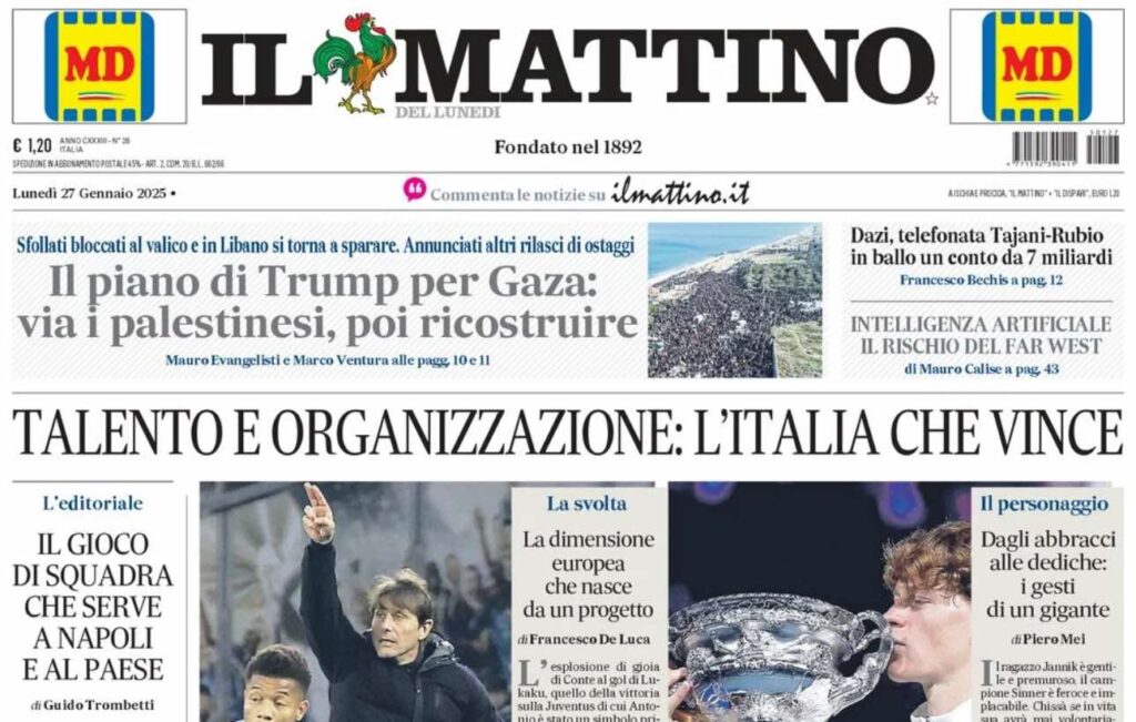 prima pagina il mattino oggi