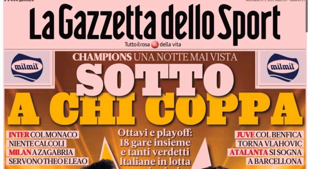 PRIMA PAGINA GAZZETTA DELLO SPORT OGGI: “Inzaghi al rinnovo, ci metto la firma”