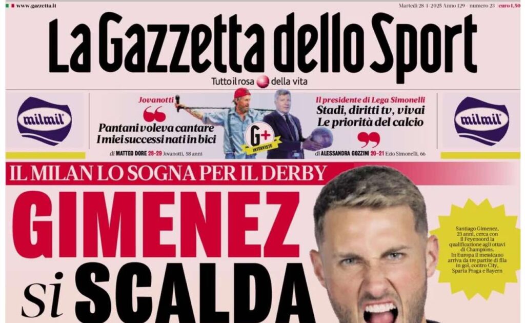 PRIMA PAGINA GAZZETTA DELLO SPORT OGGI: “Inzaghi al rinnovo, ci metto la firma”