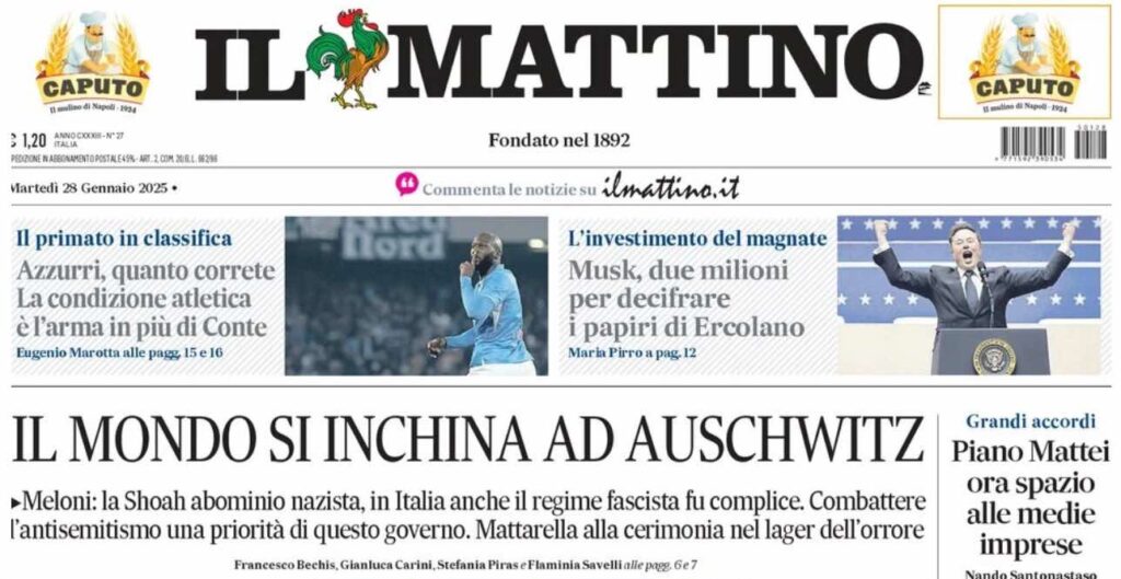 prima pagina il mattino oggi