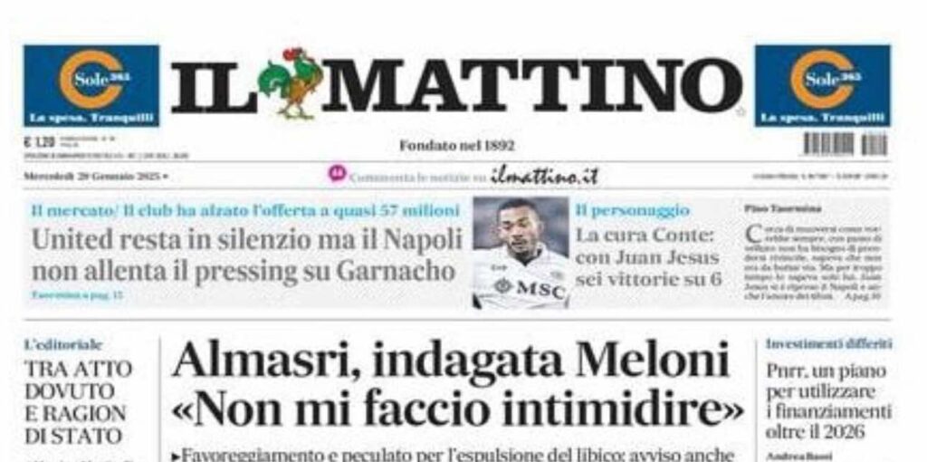 prima pagina il mattino oggi