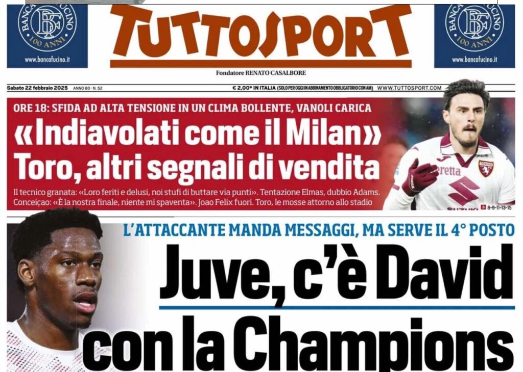 prima pagina tuttosport oggi